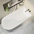 Freestanding Single Ended Right Hand Corner Shower Bath with Black Grid Bath Screen 1650 x 800mm - Amaro