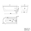 Freestanding Single Ended Right Hand Corner Shower Bath with Black Grid Bath Screen 1650 x 800mm - Amaro
