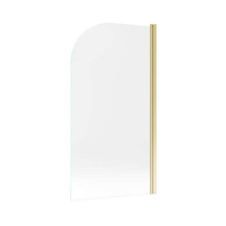 Freestanding Shower Bath Single Ended Right Hand Corner with Brushed Brass Bath Screen 1700 x 750mm - Vigo