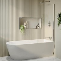 Freestanding Shower Bath Single Ended Right Hand Corner with Chrome Bath Screen 1800 x 800mm - Amaro Freestanding Shower Bath Single Ended Right Hand Corner with Chrome Bath Screen 1800 x 800mm - Amaro