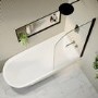 Freestanding Shower Bath Single Ended Right Hand Corner with Black Bath Screen 1800 x 800mm - Amaro