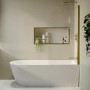 Freestanding Shower Bath Single Ended Right Hand Corner with Brass Bath Screen 1800 x 800mm - Amaro