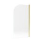 Jersey J Shaped Right Hand Bath 1700mm x 750 with Front Panel and Hinged Brushed Brass Screen