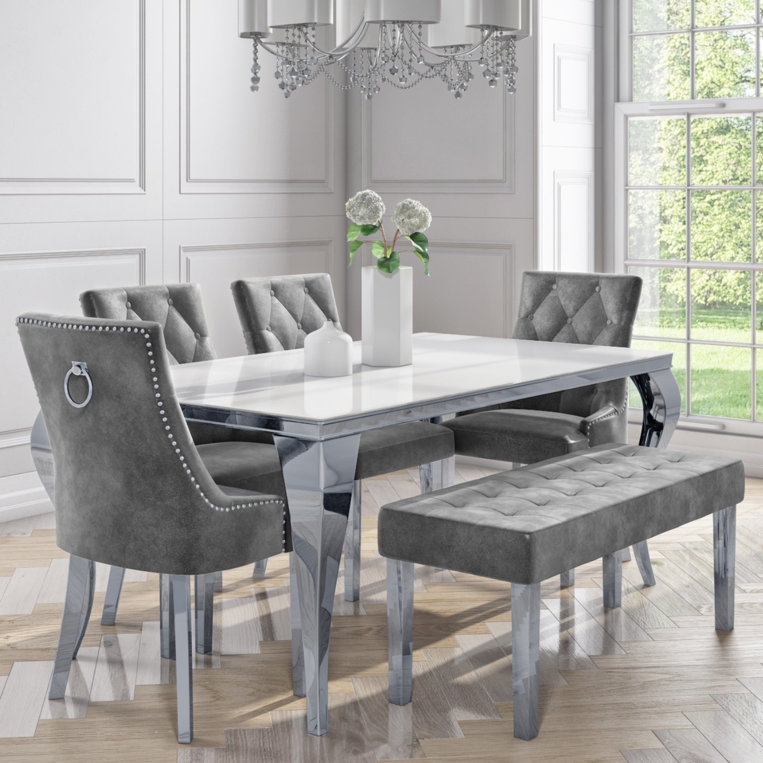 Grey Velvet Chairs And Dining Table - Donald Larmon blog