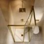 800x800mm Brushed Brass In-Fold Sliding Shower Enclosure 6mm Glass - Apollo