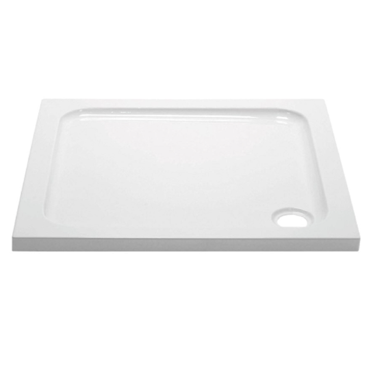 800x800mm White Acrylic Capped Stone Resin Square Shower Tray - Pearl