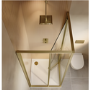 800x800mm Brushed Brass In-Fold Sliding Shower Enclosure 6mm Glass and Shower Tray - Apollo