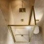 800x800mm Brushed Brass Square In-Fold Sliding Shower Enclosure 6mm Glass and Low Profile Shower Tray - Apollo