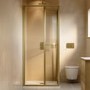 800x800mm Brushed Brass Square Sliding In-Fold Shower Enclosure 6mm Glass - Apollo