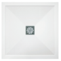 800x800mm Brushed Brass Square Sliding In-Fold Shower Enclosure 6mm Glass and Low Profile Shower Tray - Apollo