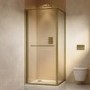 900x900mm Brushed Brass Square Sliding In-Fold Shower Enclosure 6mm Glass - Apollo