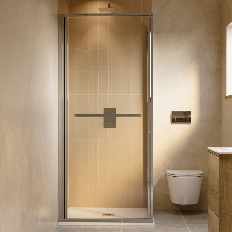 900x900mm Chrome In-Fold Sliding Shower Enclosure 6mm Glass - Apollo
