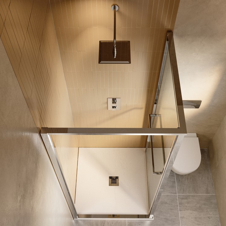 900x900mm Chrome In-Fold Sliding Shower Enclosure 6mm Glass - Apollo