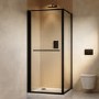 800x800mm Black In-fold Sliding Shower Enclosure 6mm Glass and Shower Tray - Apollo