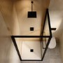 800x800mm Black In-Fold Sliding Shower Enclosure 6mm Glass and Low Profile Shower Tray - Apollo
