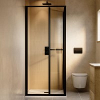 900x900mm Black In-Fold Sliding Shower Enclosure 6mm Glass - Apollo