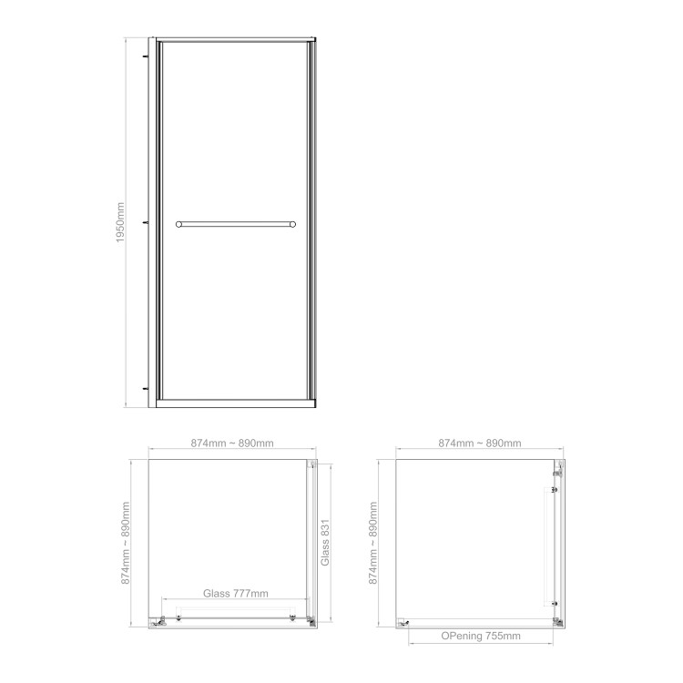 900x900mm Black In-Fold Sliding Shower Enclosure 6mm Glass - Apollo
