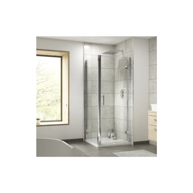 900mm Square Hinged Shower Enclosure with Tray - Fiji