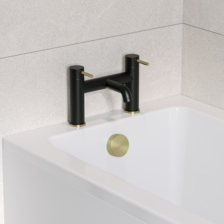 Black & Brass Bath Mixer Tap - Arissa