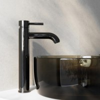 Black Chrome Tall Mono Basin Mixer Tap - Arissa