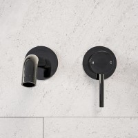 Black Chrome Wall Mounted Bath Mixer Tap - Arissa