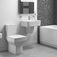 Modern Square Toilet and Basin Bathroom Suite with Wall Mount Sink
