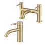 Brushed Brass basin tap and bath filler tap pack - Arissa