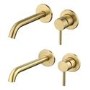 Brushed brass wall mounted basin tap and wall mounted bath filler tap pack - Arissa