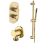 Brushed Brass  Single  Outlet Thermostatic Mixer Shower with Hand Shower - Arissa