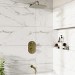Brushed Brass 2 Outlet Thermostatic Bath Mixer Shower Set With 250mm Wall Mounted Shower Head and Bath Filler Spout - Arissa