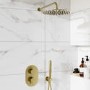 Brushed Brass 2 Outlet Wall Mounted Thermostatic Mixer Shower Set With Hose - Arissa	