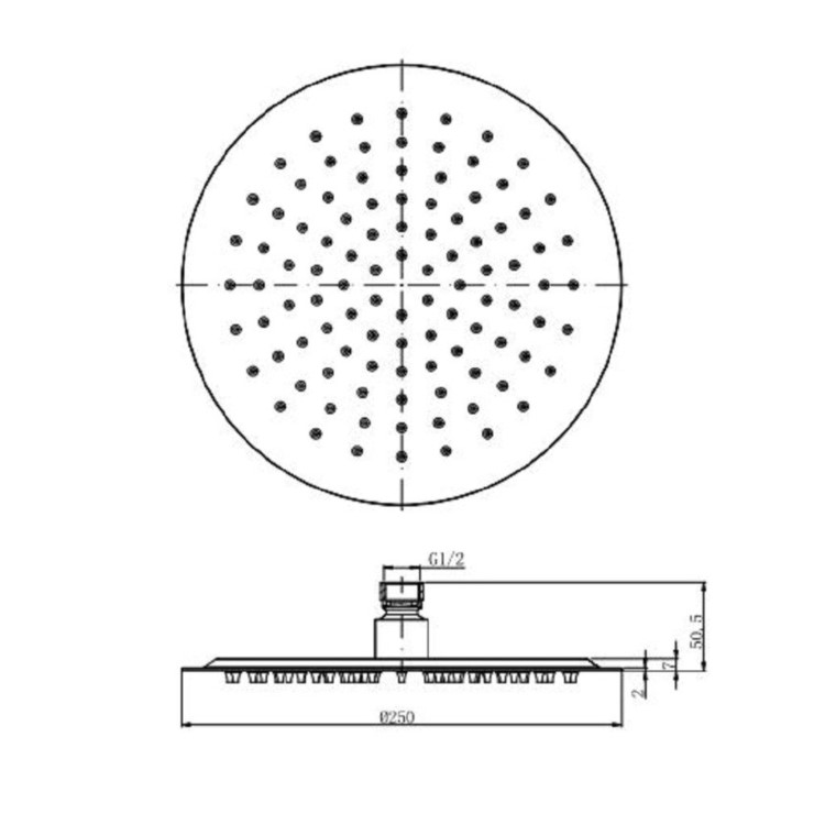 Brushed Brass 2 Outlet Thermostatic Bath Mixer Shower Set With 250mm Wall Mounted Shower Head and Bath Filler Spout - Arissa