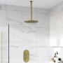 250mm Brushed Brass Round Rainfall Shower Head with Ceiling Arm - Arissa
