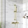 Brushed Brass Thermostatic Mixer Shower Set with Hand Shower  - Arissa