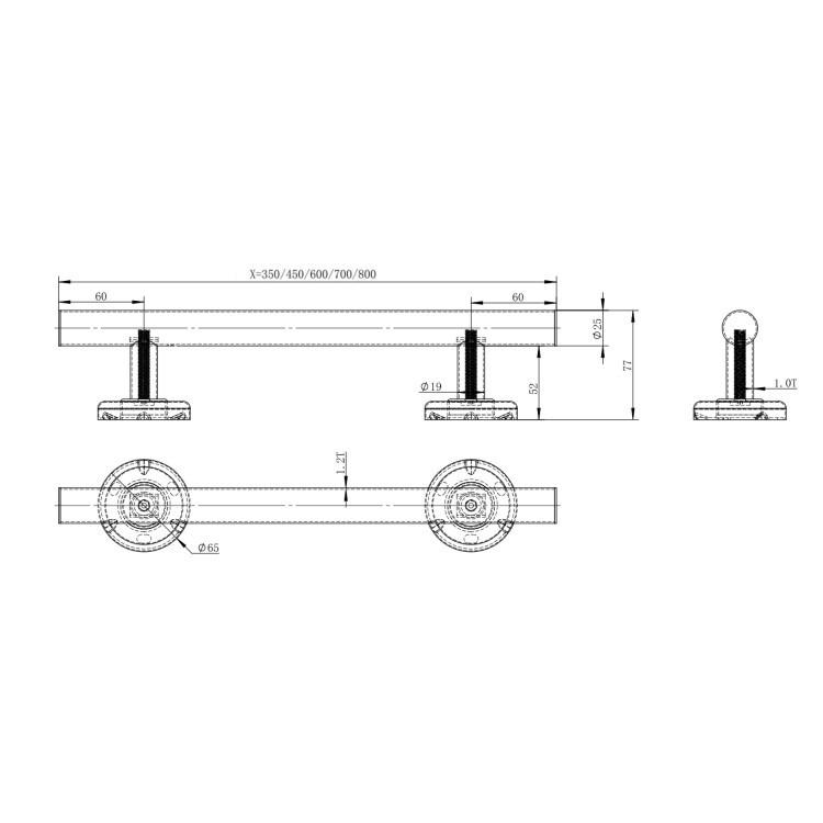 Black Bathroom Grab Rails Set of 6 - Arissa