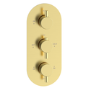 Brushed Brass 3 Outlet Triple Handle Thermostatic Concealed Shower Valve - Arissa