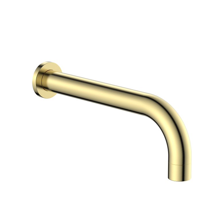 Brushed Brass 2 Outlet Thermostatic Bath Mixer Shower Set With 250mm Wall Mounted Shower Head and Bath Filler Spout - Arissa