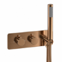 Brushed Bronze 2 Outlet Thermostatic Mixer Shower Set with Bath Filler Spout and Integrated Hand Shower - Arissa