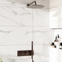 Brushed Bronze 2 Outlet Thermostatic Mixer Shower Set with Hand Shower & Overhead Shower  – Arissa