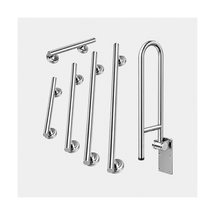Chrome Bathroom Grab Rails Set of 6 - Arissa
