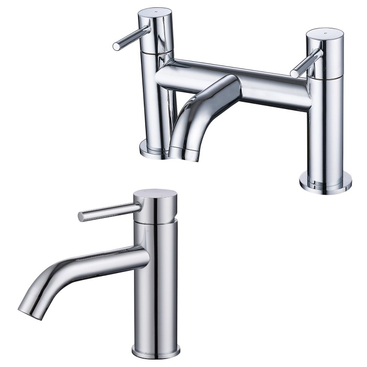 Chrome basin tap and bath filler tap pack - Arissa
