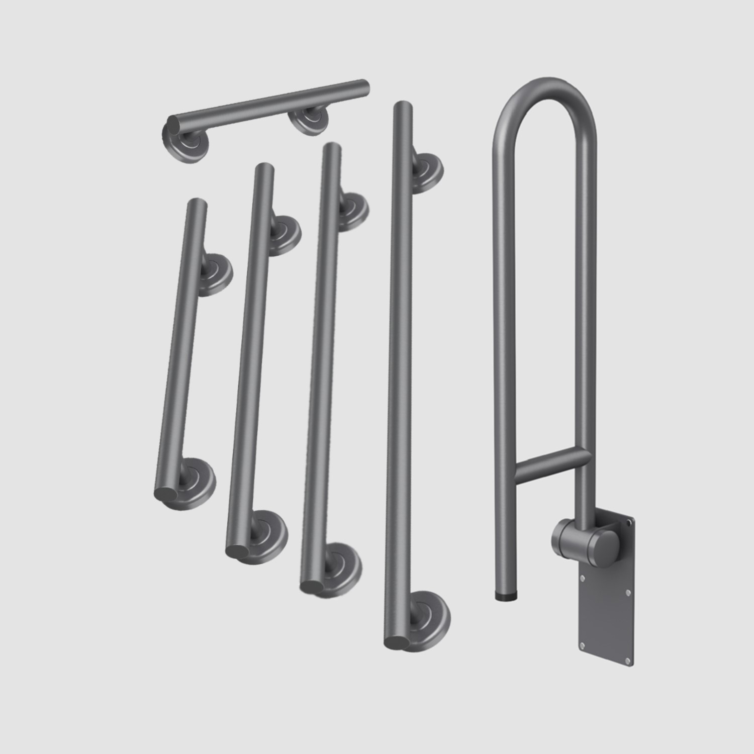 Gunmetal Bathroom Grab Rails Set 6
