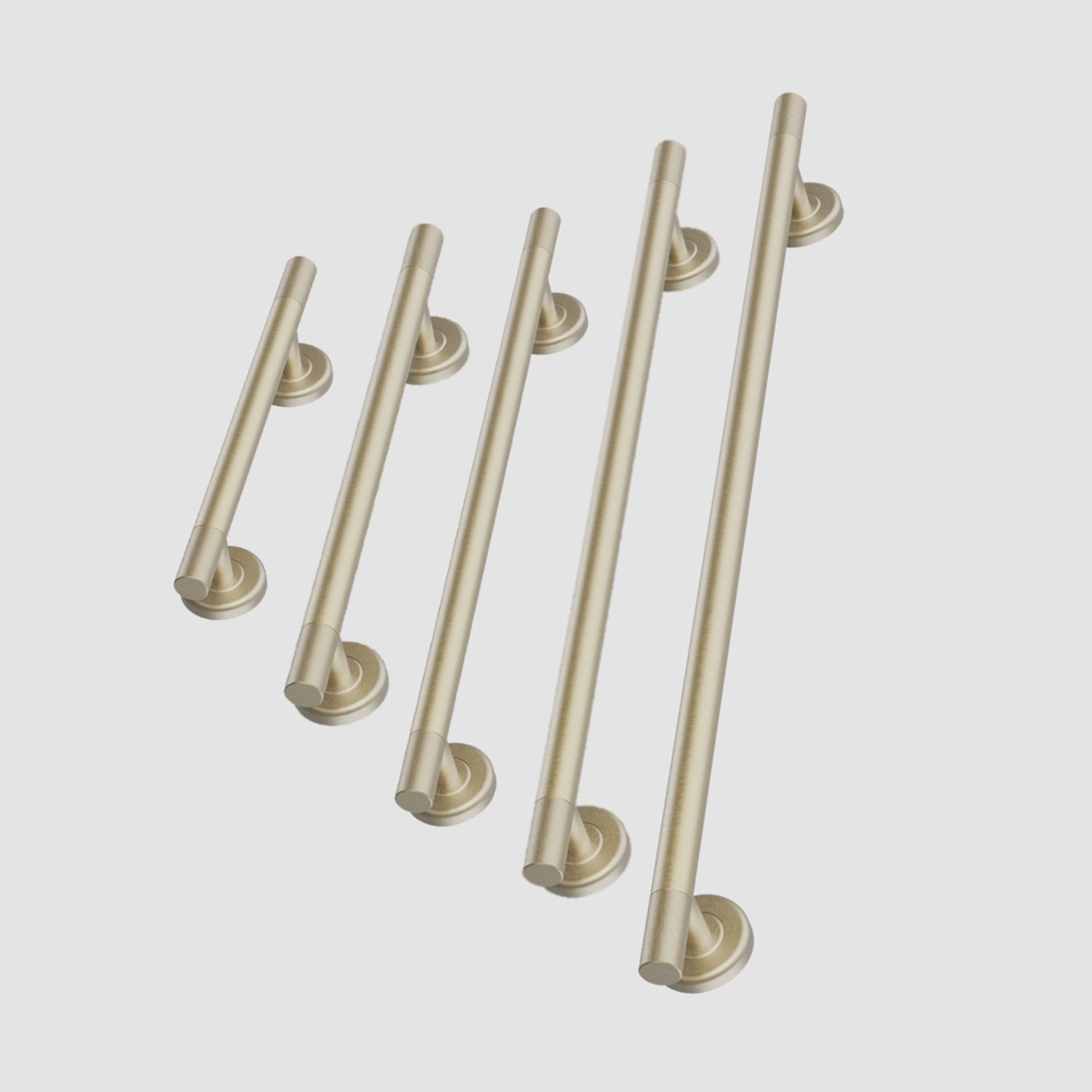 Brass Knurled Bathroom Grab Rails Set of 5 - Arissa