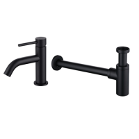 Black Round Bottle Trap and Cloakroom Basin Tap Set - Arissa Black Round Bottle Trap and Cloakroom Basin Tap Set - Arissa