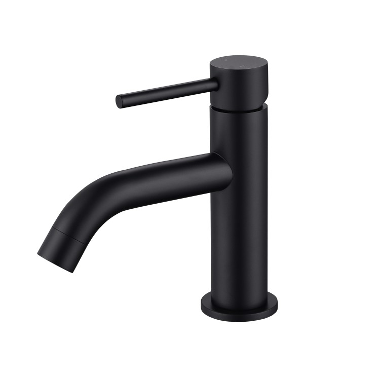 Black Round Bottle Trap and Cloakroom Basin Tap Set - Arissa