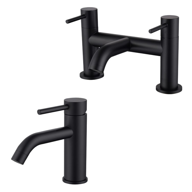 Black basin tap and bath filler tap pack - Arissa