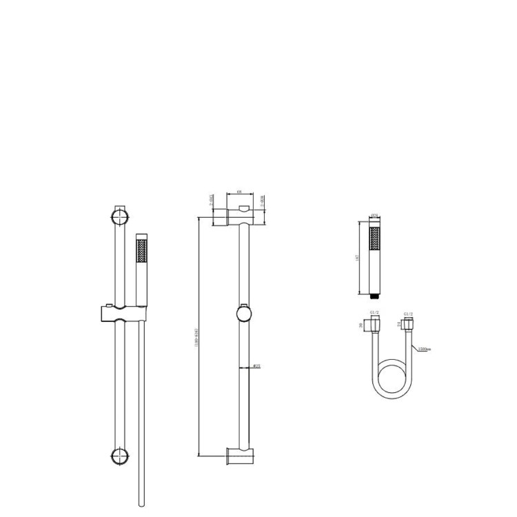 Black 1 Outlet Thermostatic Mixer Shower Set with Hand Shower - Arissa