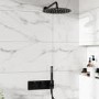 Black 2 Outlet Thermostatic Mixer Shower Set With 250mm Wall Mounted Shower Head and Hand Shower - Arissa