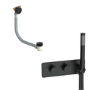 Black 2 Outlet Thermostatic Mixer Shower Set with Overflow Bath Filler - Arissa