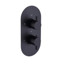 GRADE A1 - Black 2 Outlet Concealed Thermostatic Shower Valve with Dual Control - Arissa